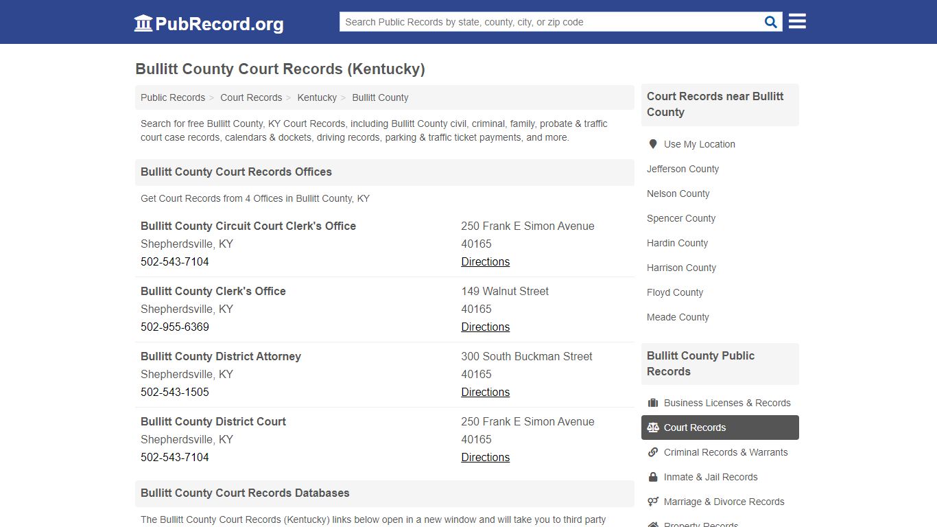 Free Bullitt County Court Records (Kentucky Court Records)