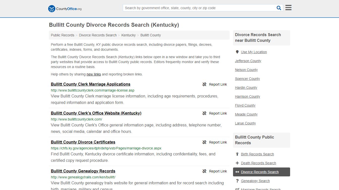 Divorce Records Search - Bullitt County, KY (Divorce ...